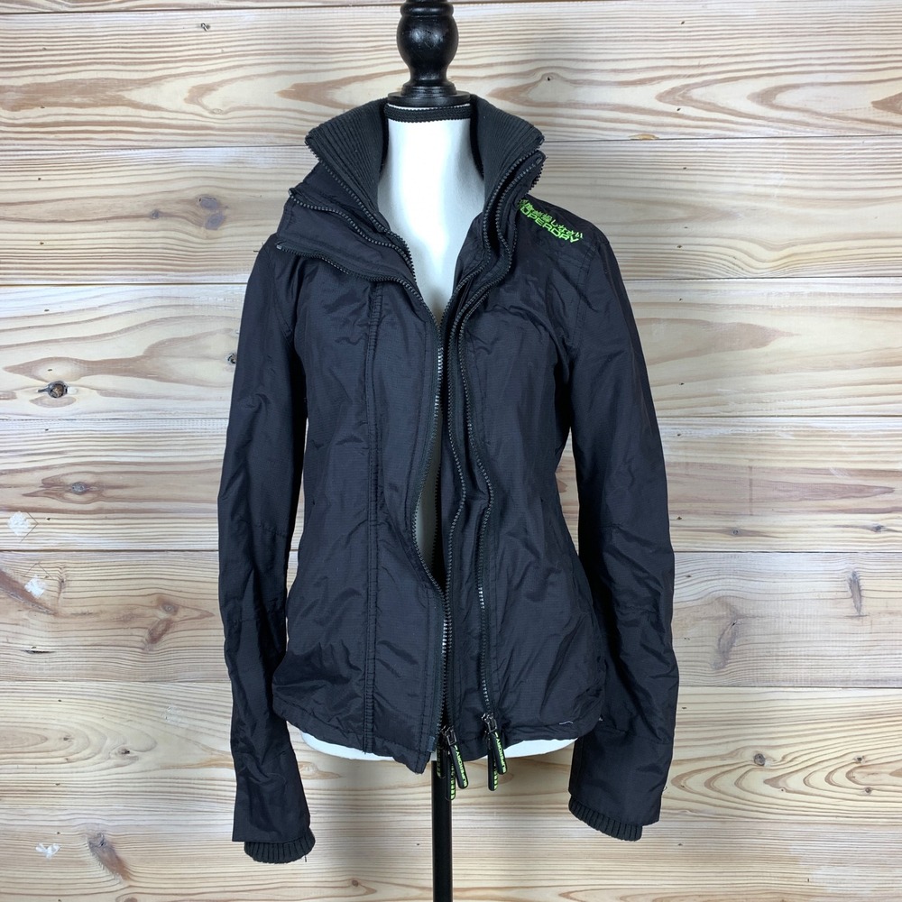 Superdry Windcheater Jacket Women Medium‎ Ripstop Tri-Zip Crop Moto Japan